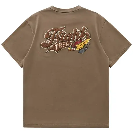 VIP美式重磅纯棉短袖T恤男夏季字母毛巾绣半袖体恤复古刺绣上衣潮商品大图