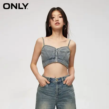 ONLY夏季时尚潮流短款修身牛仔吊带背心T恤女|124270001商品大图