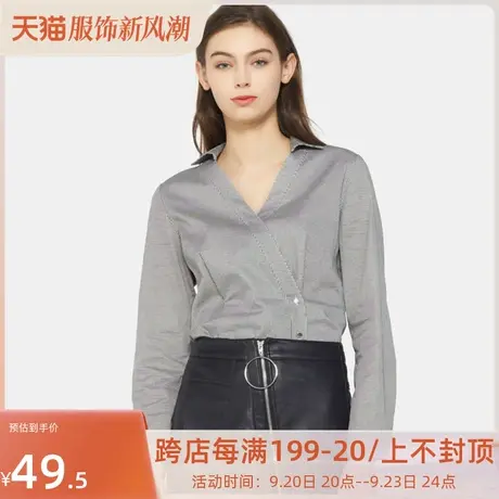 艾格春季女装设计感小众洋气时尚休闲个性简约纯色长袖衬衫W542商品大图