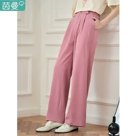茵曼直筒西装裤女2023年夏季新款高腰宽松裤子设计感高级阔腿裤图片