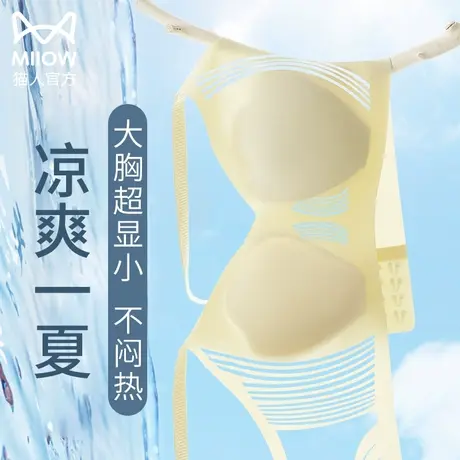 大胸显小胸内衣女薄款夏季兔耳朵无痕聚拢收副乳防下垂无钢圈文胸图片