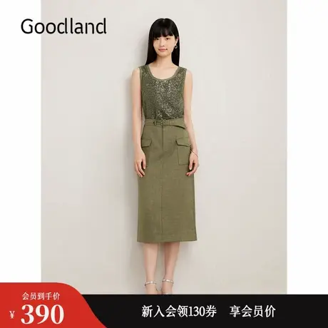 Goodland美地女装秋季晶莹亮片雪纺小背心百搭马甲图片