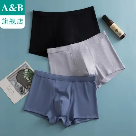 ab内裤【2条装】男精梳棉中腰平脚裤弹力舒适青年四角裤E701商品大图