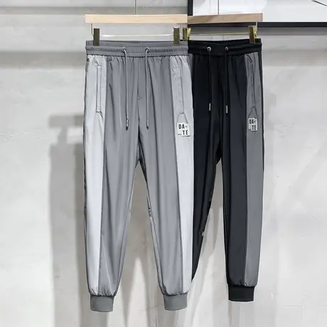 冰丝垂感裤子男士休闲裤春夏季薄款夏天束脚九分运动卫裤男春秋款商品大图