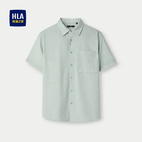 HLA/海澜之家宽松短袖休闲衬衫2025春夏新款花纹时尚印花衬衣男士图片