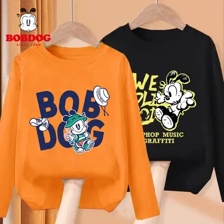 巴布豆儿童长袖t恤纯棉2024秋季新款帅气男孩运动服男童秋装上衣商品大图