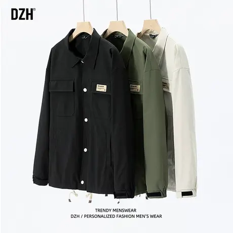 男生工装外套男春秋款潮牌翻领教练夹克百搭男装2023新款上衣宽松商品大图