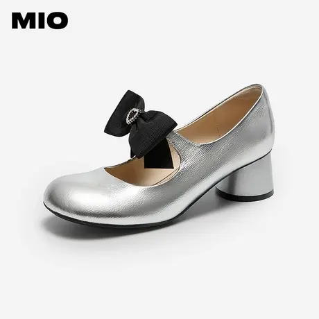 MIO米奥玛丽珍圆头蝴蝶结秋季新款洛丽塔甜美高跟单鞋女鞋图片