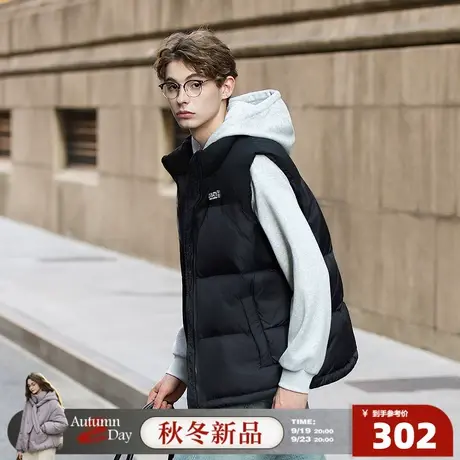 唐狮2025秋冬季男短款立领羽绒服黑色时尚外穿羽绒背心简约设计商品大图
