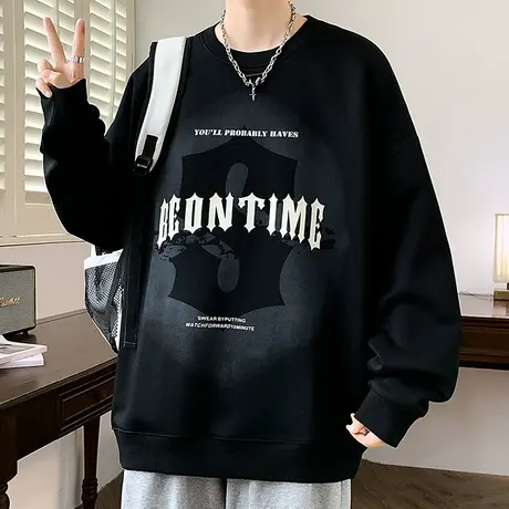 卫衣男款春秋季休闲宽松圆领长袖t恤男生潮牌新款帅气百搭上衣服商品大图