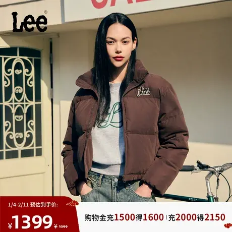 Lee暖fufu商场款25冬新舒适版立领仿麂皮绒巧克力色女羽绒服保暖图片