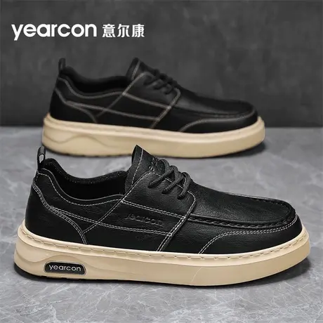 意尔康男鞋2025新款秋季潮流商务休闲皮鞋男士英伦风工作软底板鞋商品大图