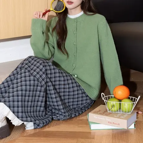 唐狮秋冬毛衣女简约百搭圆领针织开衫女春秋外套高级感可外穿tu图片