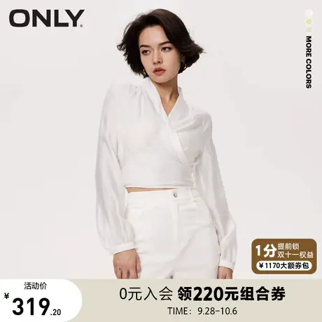 ONLY2023秋季新款百搭休闲气质通勤风V领长袖衬衫女商品大图