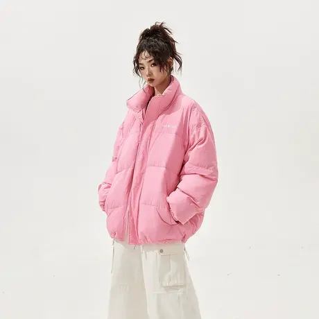 YEP潮牌复古立领棉服女2023新款加厚冬季外套宽松oversize面包服商品大图