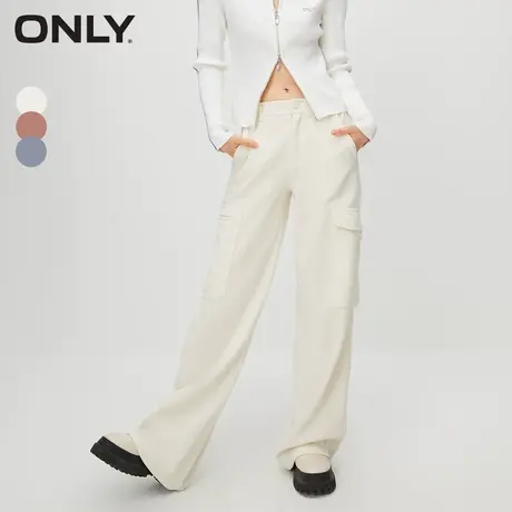 ONLY奥莱秋季新款休闲通勤高腰阔腿条绒工装裤休闲裤女商品大图