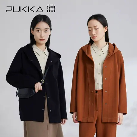 蒲PUKKA 秋冬定制双面针织宽松廓形连帽运动风外套图片