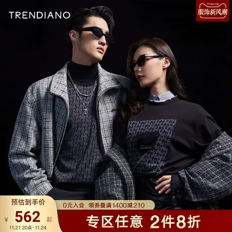 TRENDIANO官方潮牌男装秋季新款时尚休闲小熊连帽衬衫外套男商品大图