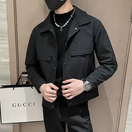 秋季纯色肌理感纯色简约夹克小众薄款潮牌潮流INS青年外套上衣商品大图