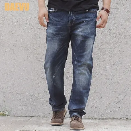 2017潮胖子秋新款抓破乞丐韩版特大号长裤加肥加大码男款牛仔裤商品大图
