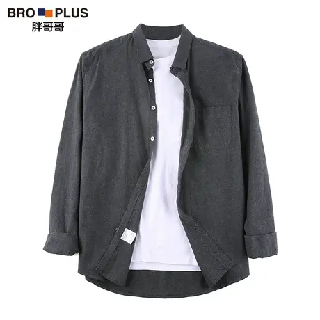 胖哥哥大码纯棉衬衫男潮胖子宽松休闲长袖加肥加大格子男士衬衣春图片