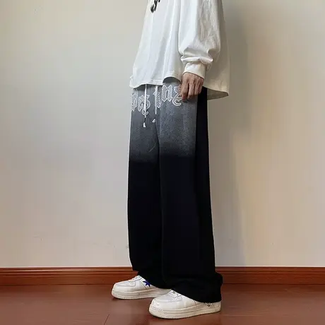 渐变印花潮流ins运动宽松直筒裤子男春季美式嘻哈港风卫裤休闲裤商品大图