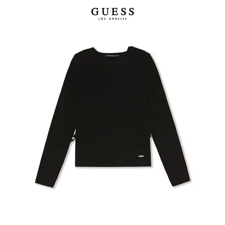 【38上新季】GUESS 女士休闲纯色系带设计感通勤套头针织衫商品大图