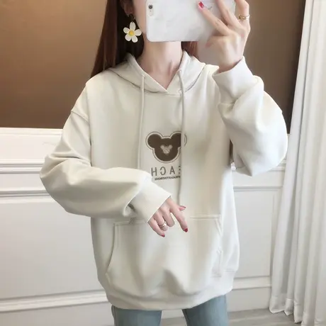 早秋季连帽卫衣女2023年新款爆款宽松外套春秋款减龄洋气小熊上衣商品大图