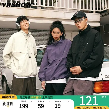 VIISHOW冲锋夹克男款美式潮牌宽松休闲外套秋季ins潮流户外防风夹商品大图