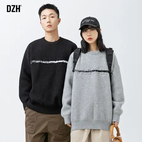 情侣韩系毛衣慵懒高级感男秋冬圆领套头针织衫2024新款情侣装线衣商品大图