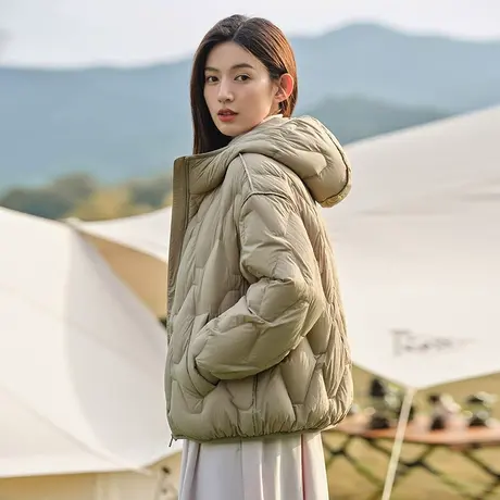 坦博尔菱格羽绒服女短款新款时尚潮流轻薄时尚百搭秋冬保暖外套商品大图