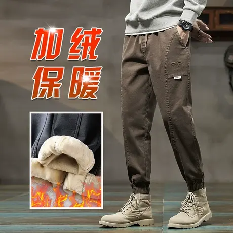 加绒加厚工装男裤2023新款男士休闲裤子冬季秋冬款加棉裤保暖外穿商品大图