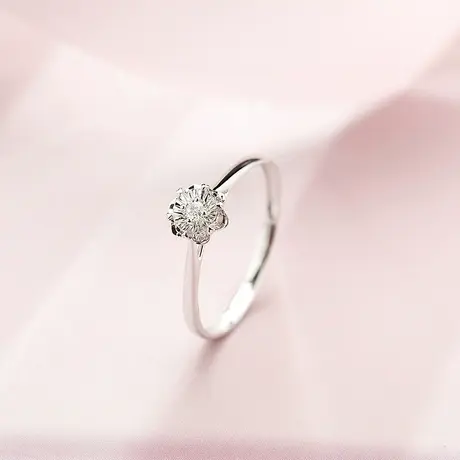 珂兰旗舰店 白18K金钻石戒指钻戒车花显大订婚结婚求婚戒指女定制图片