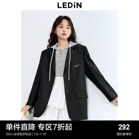 乐町宽松时尚设计感外套女舒适上衣秋新品女装蝴蝶图案西装图片