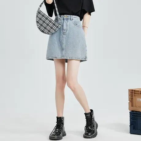 唐狮半身裙女2022夏季新款韩版宽松百搭牛仔短裙小个子a字裙显瘦图片