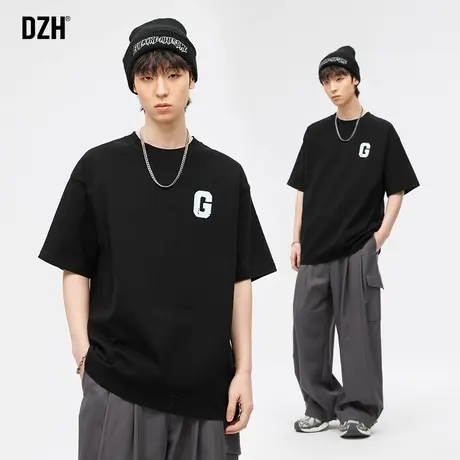 男士黑色短袖t恤男潮纯棉重磅痞帅男装体恤衣服男款夏季新款上衣商品大图