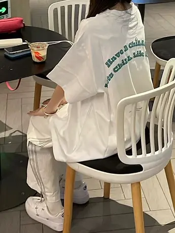 纯棉短袖t恤女oversize国潮夏季小众设计感宽松圆领港味chic上衣商品大图