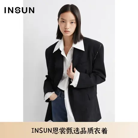 INSUN恩裳夏季拼接宽松挺括有型西装外套商品大图