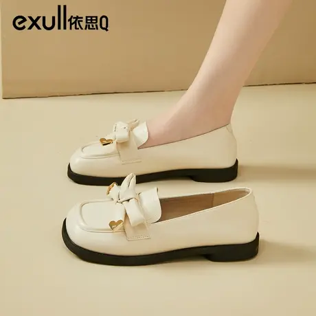 依思q仙女风平底乐福鞋女秋季2023新款蝴蝶结软底单鞋配裙子鞋子商品大图