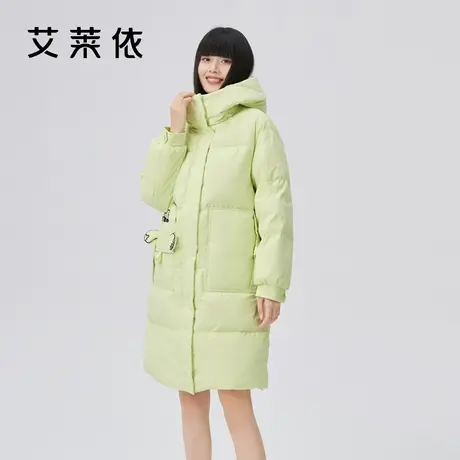 艾莱依绿色羽绒服女2022年新款冬季中长款加厚收腰设计感H版外套商品大图