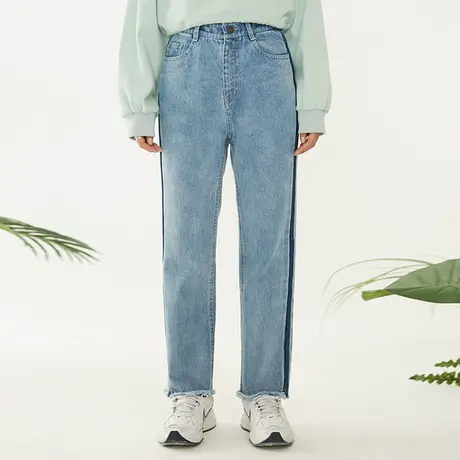 omont蛋挞家 高腰直筒牛仔裤女2023新款显瘦小脚裤九分休闲裤早秋图片