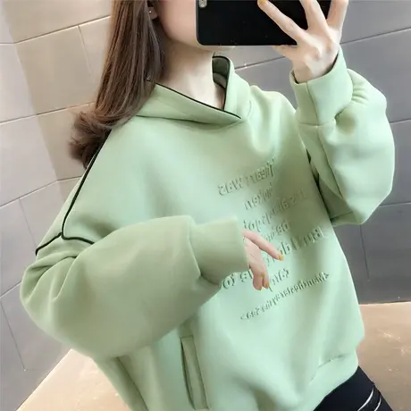 春装2023年新款女上衣外套卫衣女春秋薄款宽松韩版百搭印花字母潮商品大图