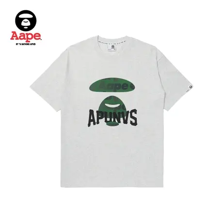 Aape旗舰店男装春夏猿颜字母网球图案印花宽松短袖T恤1288XAK商品大图
