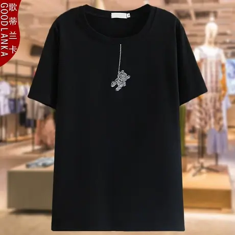 2022年夏季新款大码短袖T恤女200斤洋气减龄中年胖妈妈装绣花上衣商品大图