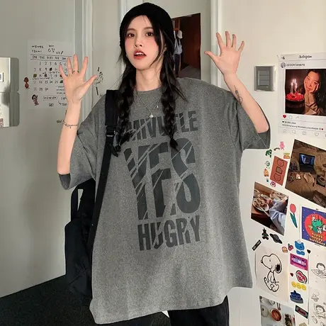 美式复古vintage短袖t恤女夏季宽松韩版半袖chic港味上衣服ins潮商品大图