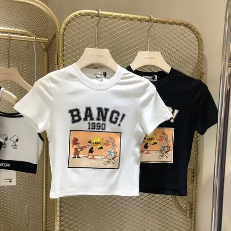 短袖t恤女夏季2020新款韩版ins潮紧身修身短款漏露肚脐体恤上衣服图片