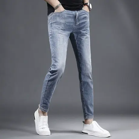 夏季冰丝九分牛仔裤男修身小脚薄款2023新款弹力百搭休闲男士裤子商品大图