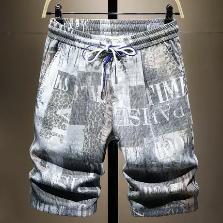 夏天薄款潮牌字母印花迷彩休闲短裤男五分裤子男潮牌百搭中裤男士商品大图