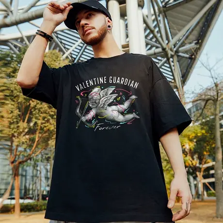 潮牌胖子男装oversize短袖T恤男潮ins欧美潮流加肥加大码半袖体恤商品大图