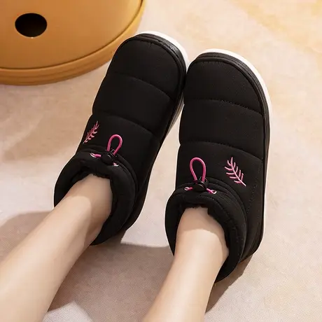 加绒棉鞋女外穿冬季新款家居室内防滑保暖包跟羽绒防水棉拖鞋家用商品大图